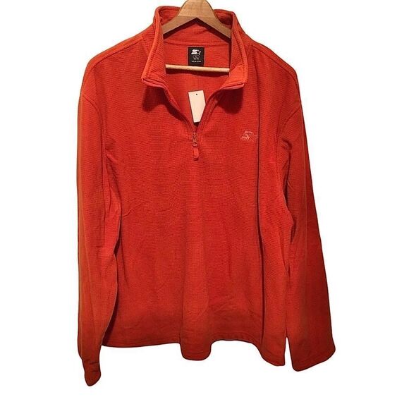 NWT Starter Vintage Orange 1/4 Zip Pullover Sweater Fleece Jacket Men’s XL - Picture 1 of 5